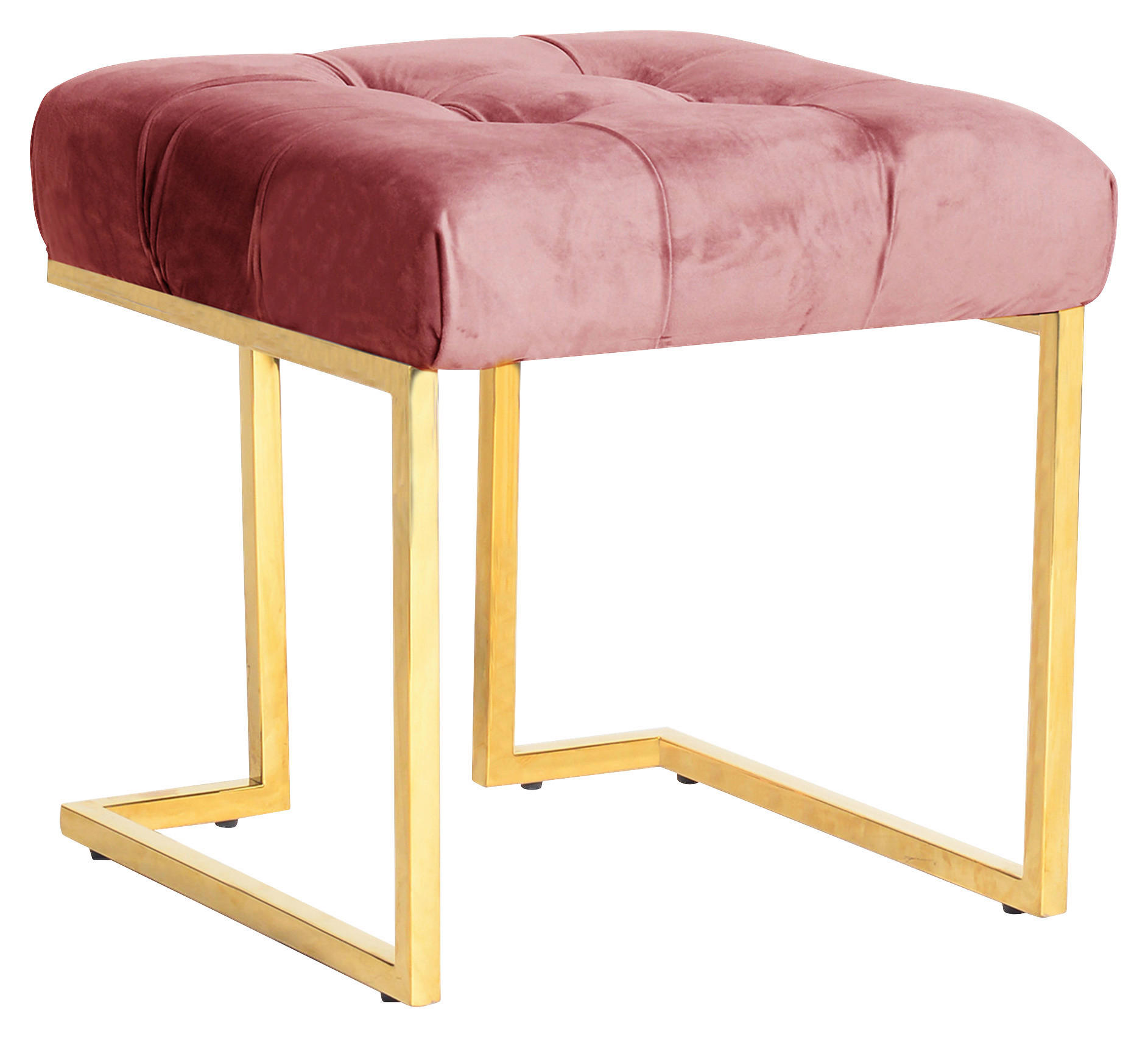 HOCKER in Textil Altrosa  - Goldfarben/Altrosa, Design, Textil/Metall (48/48/48cm) - Kayoom