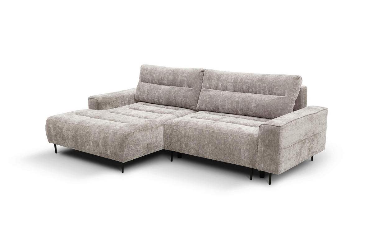 ECKSOFA PABLO Beige Struktur Rückenkissen, Bettkasten  - Beige/Schwarz, Design, Holz/Textil (160/260cm) - MID.YOU
