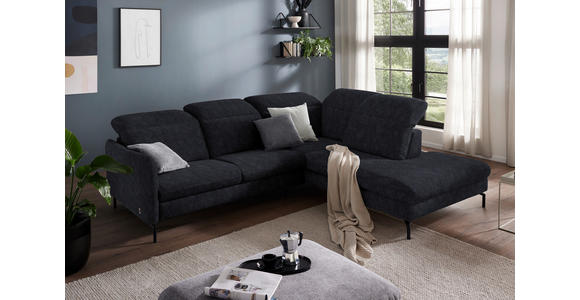 ECKSOFA in Flachgewebe Graphitfarben 299-313/233 cm - Schwarz/Graphitfarben, Design, Textil/Metall (299-313/233cm) - Dieter Knoll