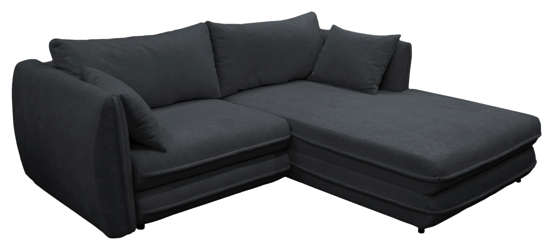 ECKSOFA Schwarz Struktur  - Schwarz, Design, Kunststoff/Textil (240/201cm) - MID.YOU