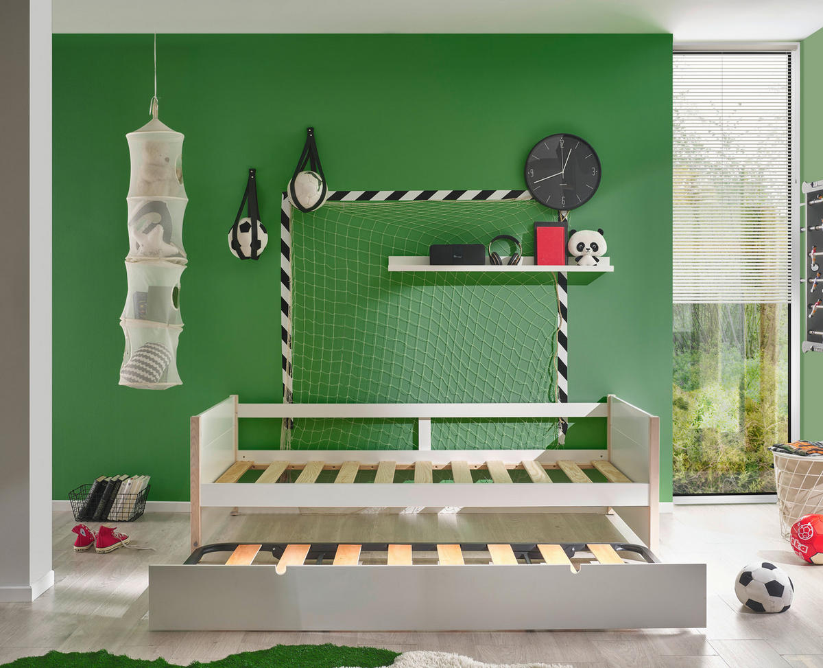 AUSZIEHBETT 90-180/200 cm  in Weiß, Kieferfarben  - Naturfarben/Weiß, KONVENTIONELL, Holz/Holzwerkstoff (90-180/200cm) - Xora