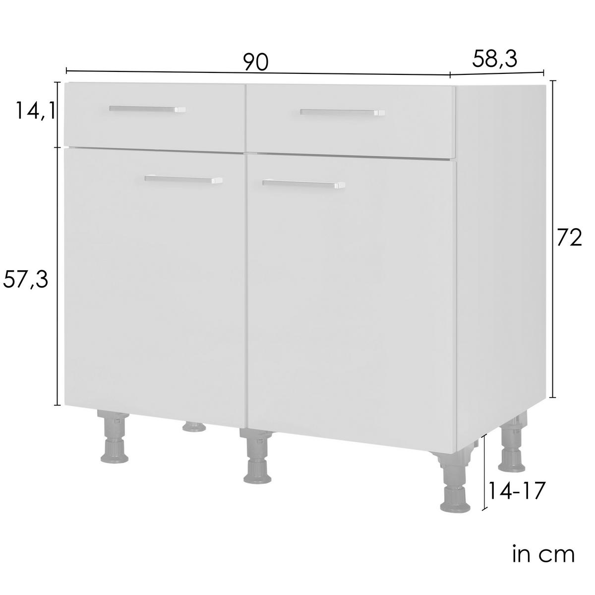 SCHUBKASTENUNTERSCHRANK 90/87/56 cm  in Weiß  - Edelstahlfarben/Weiß, MODERN, Holzwerkstoff/Metall (90/87/56cm) - Nobilia