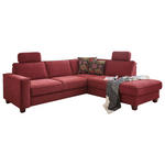 ECKSOFA Bordeaux Chenille, Flachgewebe  - Bordeaux/Nussbaumfarben, KONVENTIONELL, Holz/Textil (236/213cm) - Cantus