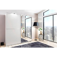 DULAP CU UȘI CULISANTE in alb  - argintiu/alb, Basics, metal/material pe bază de lemn (179/198/64cm) - Carryhome
