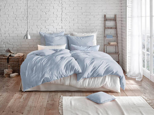 BETTWÄSCHE Provence Leinenoptik 200/220 cm  - Hellblau, Basics, Textil (200/220cm) - Fleuresse