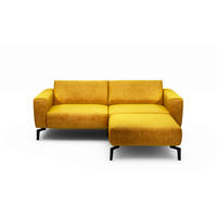 2,5-Sitzer inkl. Hocker Samt Gelb  - Gelb/Schwarz, Design, Textil/Metall (220/86/86-94cm) - SENSOO