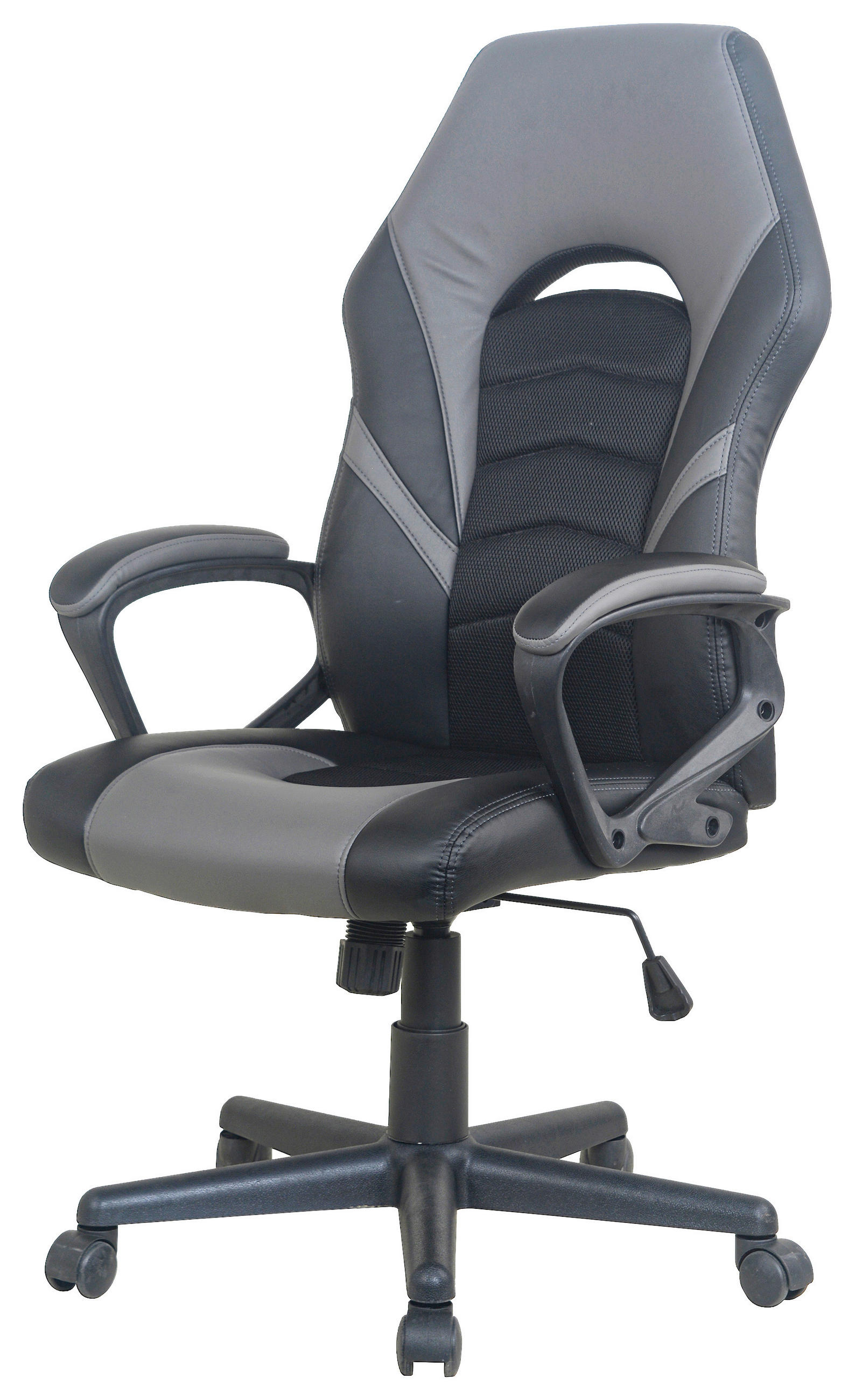 GAMINGSTUHL Grau, Schwarz Kunststoff, Textil   - Schwarz/Grau, LIFESTYLE, Kunststoff/Textil (59/123,5/64cm) - MID.YOU