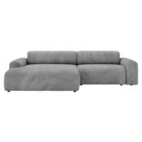 ECKSOFA in Cord Grau  - Schwarz/Grau, Design, Kunststoff/Textil (178/292cm) - Livetastic