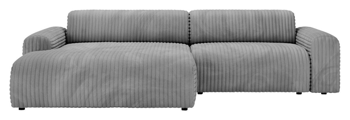 ECKSOFA in Cord Grau  - Schwarz/Grau, Design, Kunststoff/Textil (178/292cm) - Livetastic