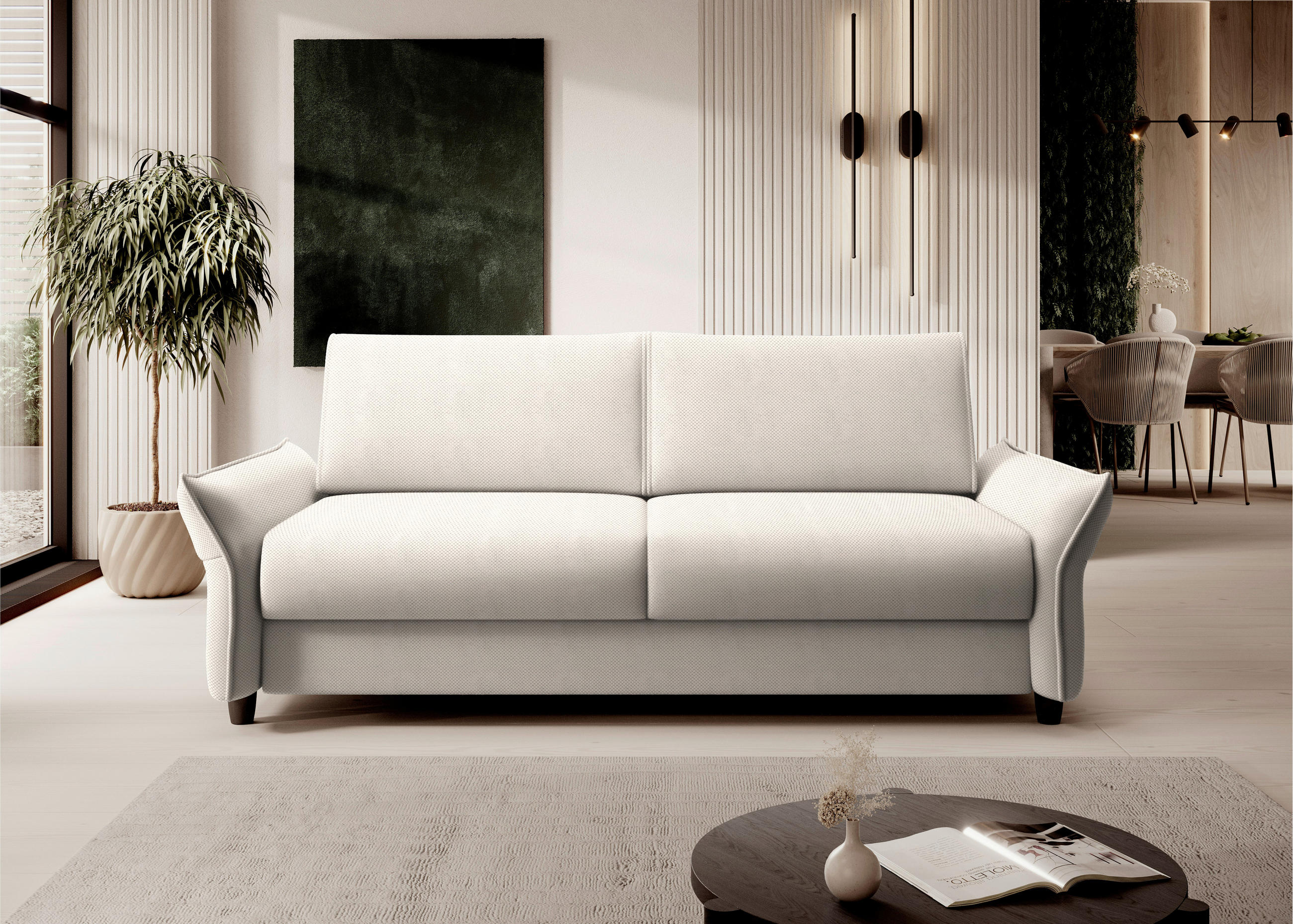 SCHLAFSOFA Webstoff Creme  - Creme/Schwarz, KONVENTIONELL, Kunststoff/Textil (198/82/106cm) - MID.YOU