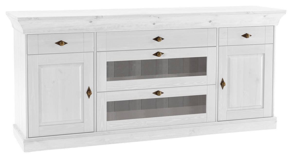 SIDEBOARD  in 185/85/45 cm  - Weiß/Kupferfarben, ROMANTIK / LANDHAUS, Glas/Holz (185/85/45cm) - Boxxx