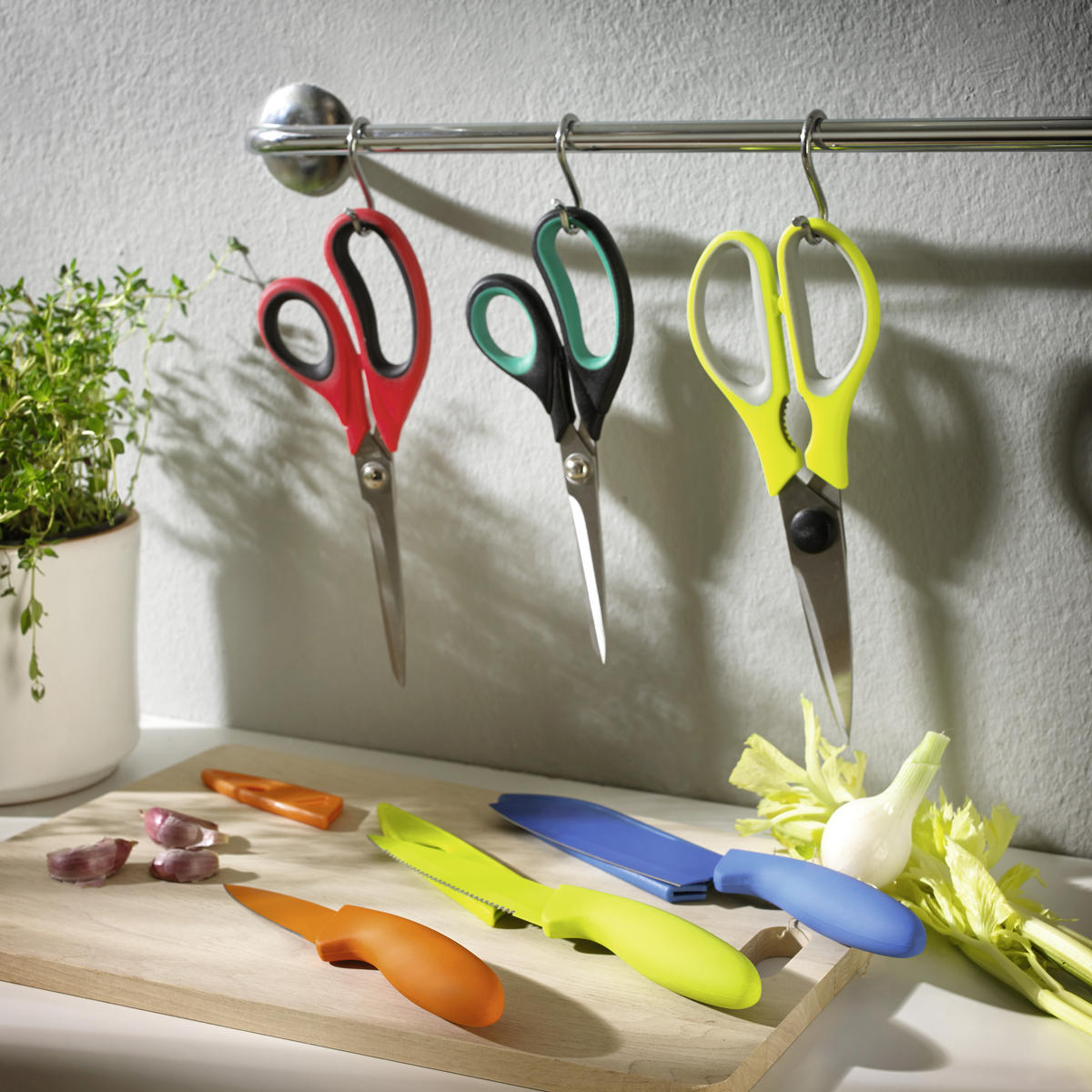 SADA NŮŽEK 3 ks - oranžová/modrá, Basics, kov/plast (11cm) - Boxxx