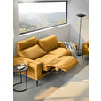 2,5-SITZER in Leder Currygelb  - Currygelb/Schwarz, Design, Leder/Metall (200/102/92cm) - Johann Jakob
