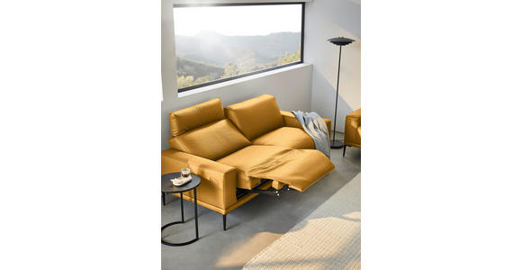 2,5-SITZER in Leder Currygelb - Currygelb/Schwarz, Design, Leder/Metall (200/102/92cm) - Johann Jakob