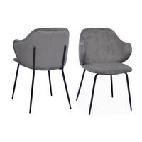 ARMLEHNSTUHL-SET 2 Stück  in Cord  - Schwarz/Grau, MODERN, Textil/Metall (54/83/55cm) - Livetastic