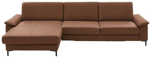 ECKSOFA in Echtleder Braun  - Schwarz/Braun, Design, Leder/Metall (176/334cm) - Dieter Knoll