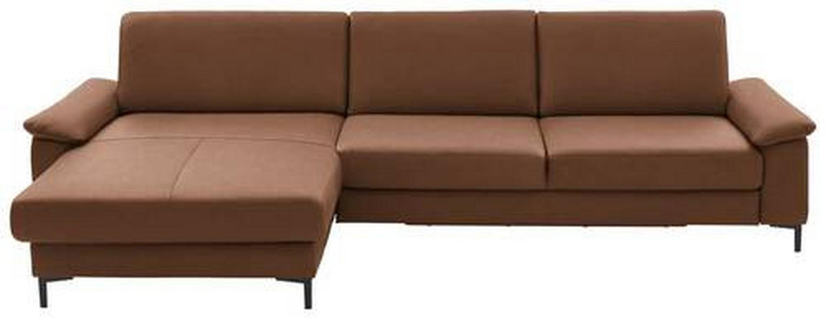 ECKSOFA in Echtleder Braun  - Schwarz/Braun, Design, Leder/Metall (176/334cm) - Dieter Knoll