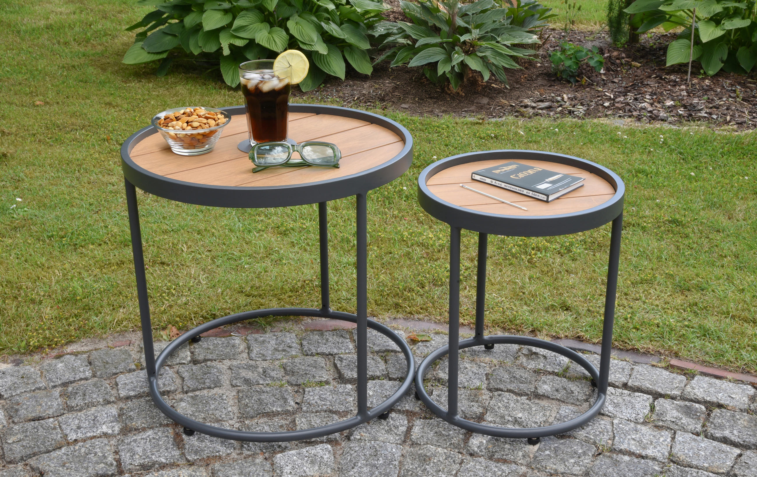 GARTENBEISTELLTISCH Metall, Kunststoff  - Anthrazit/Braun, Basics, Kunststoff/Metall (48/45/48cm) - Gardenson