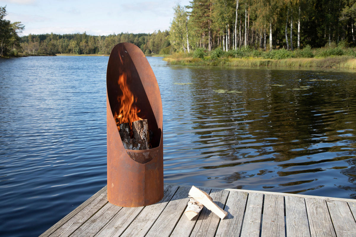 FEUERKORB  - Dunkelorange, KONVENTIONELL, Metall (37/100/37cm) - Gardenson