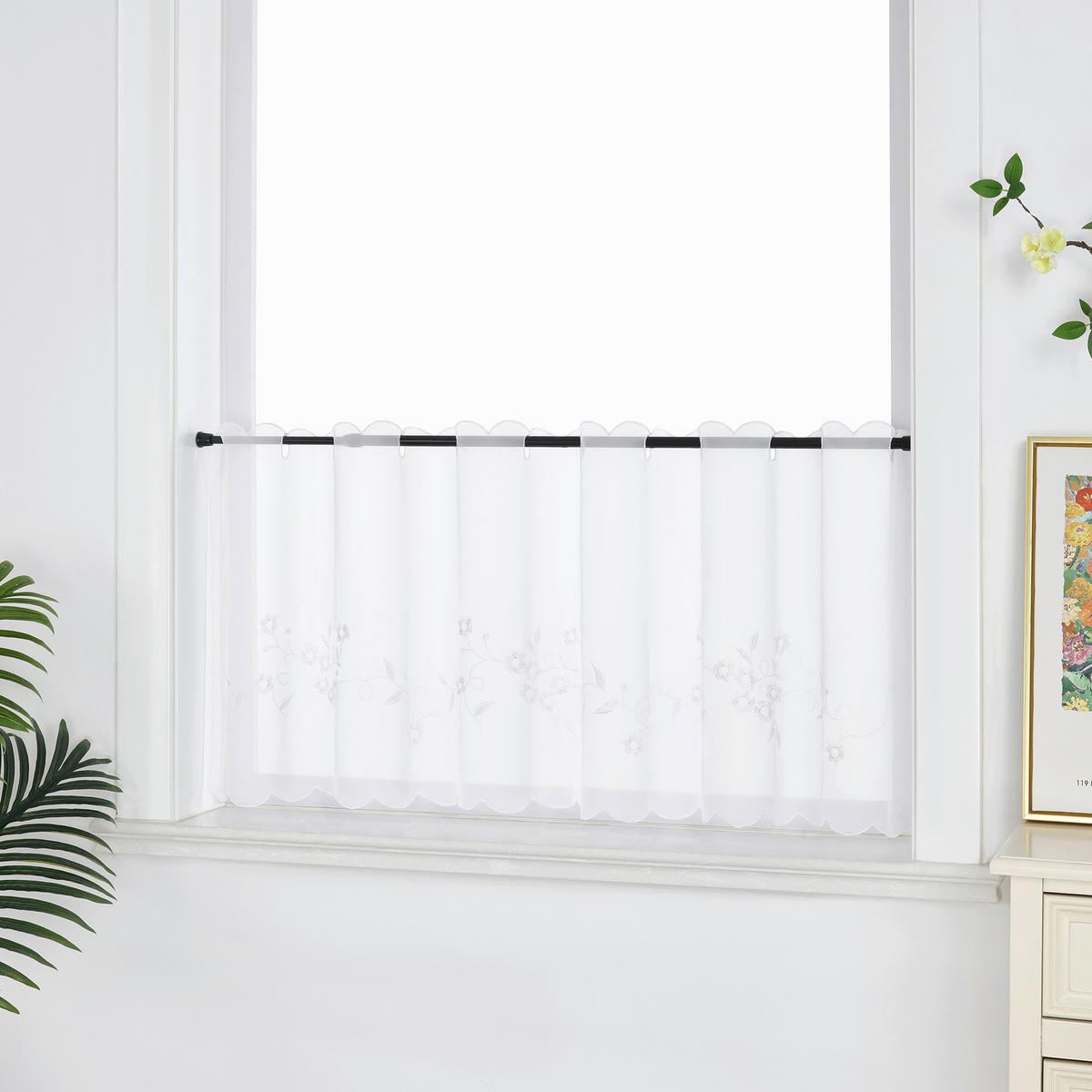 KURZGARDINE   90/45 cm   - Weiß Hochglanz, Basics, Textil (90/45cm) - Joyswahl