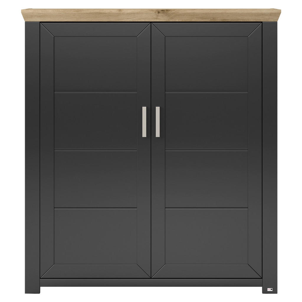 Thumbnail - SetOne by Musterring Highboard, Graphit, Eiche Artisan, Metall, 6 Fächer, 3 Schubladen, 129.3x142.6x42.2 cm, Beimöbel er...