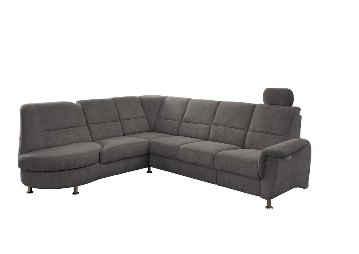ECKSOFA in Chenille Graubraun  236/275 cm  - Chromfarben/Graubraun, MODERN, Textil/Metall (236/275cm) - Livetastic