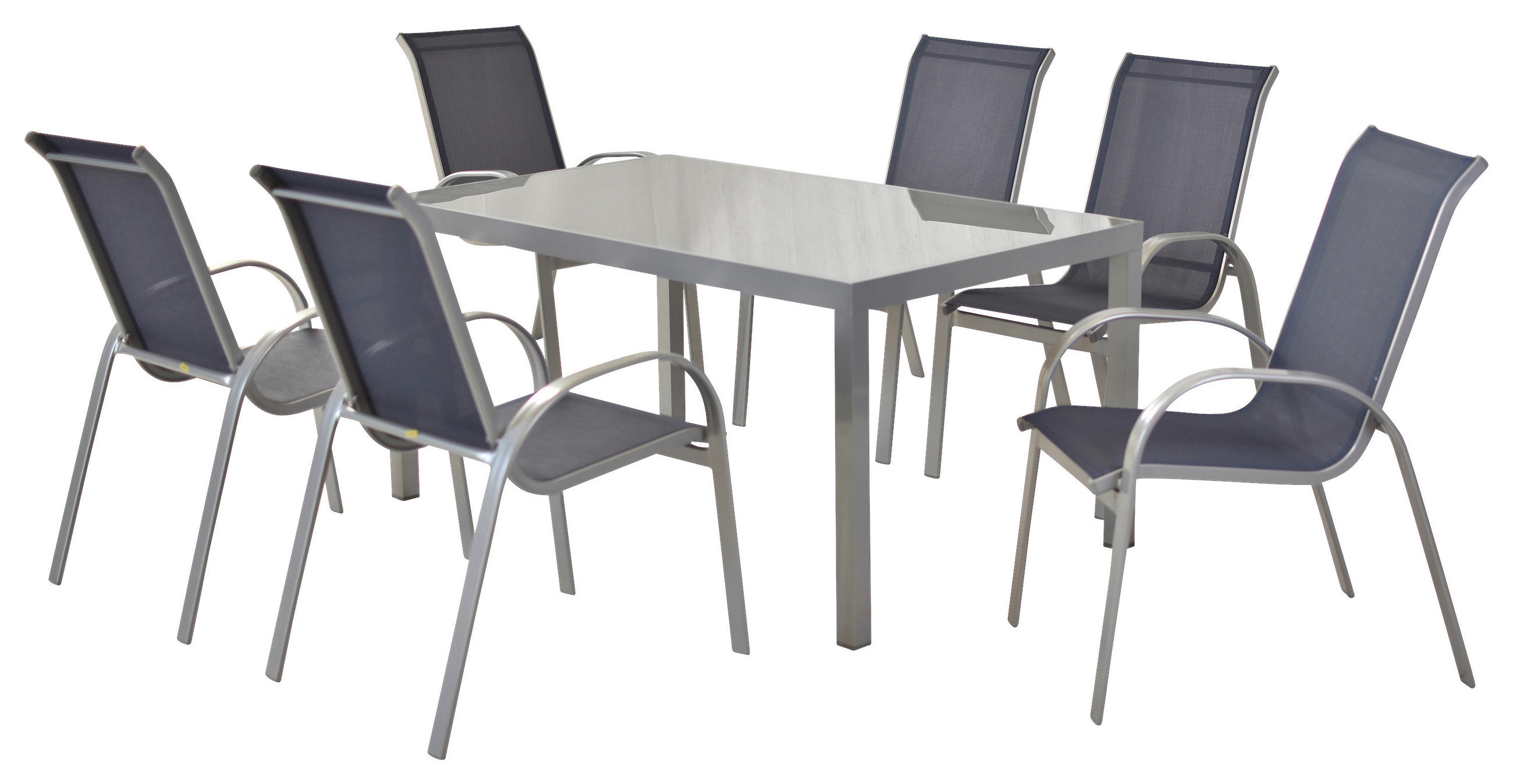 GARTENSET Aluminium  - Blau/Silberfarben, MODERN, Textil/Metall - Gardenson