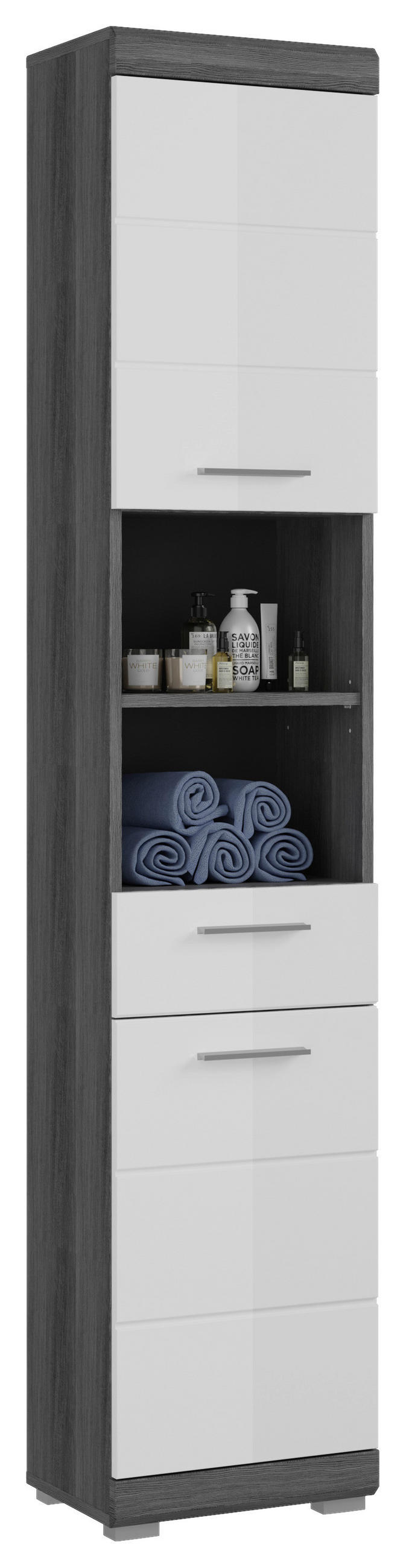 BADEZIMMER 5-teilig  in 134 cm  - Weiß Hochglanz, MODERN, Holzwerkstoff/Kunststoff (134cm) - MID.YOU