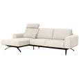 ECKSOFA Beige Struktur  - Beige/Schwarz, Design, Textil/Metall (157/262cm) - Novel