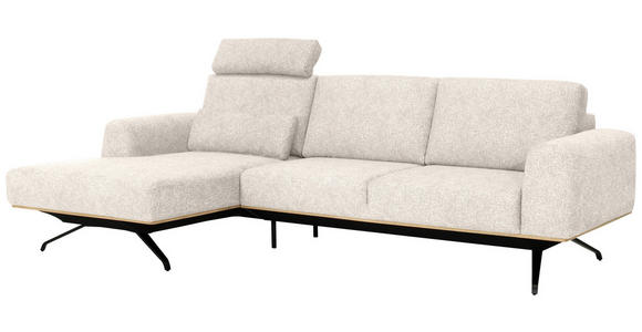 ECKSOFA Beige Struktur  - Beige/Schwarz, Design, Textil/Metall (157/262cm) - Novel