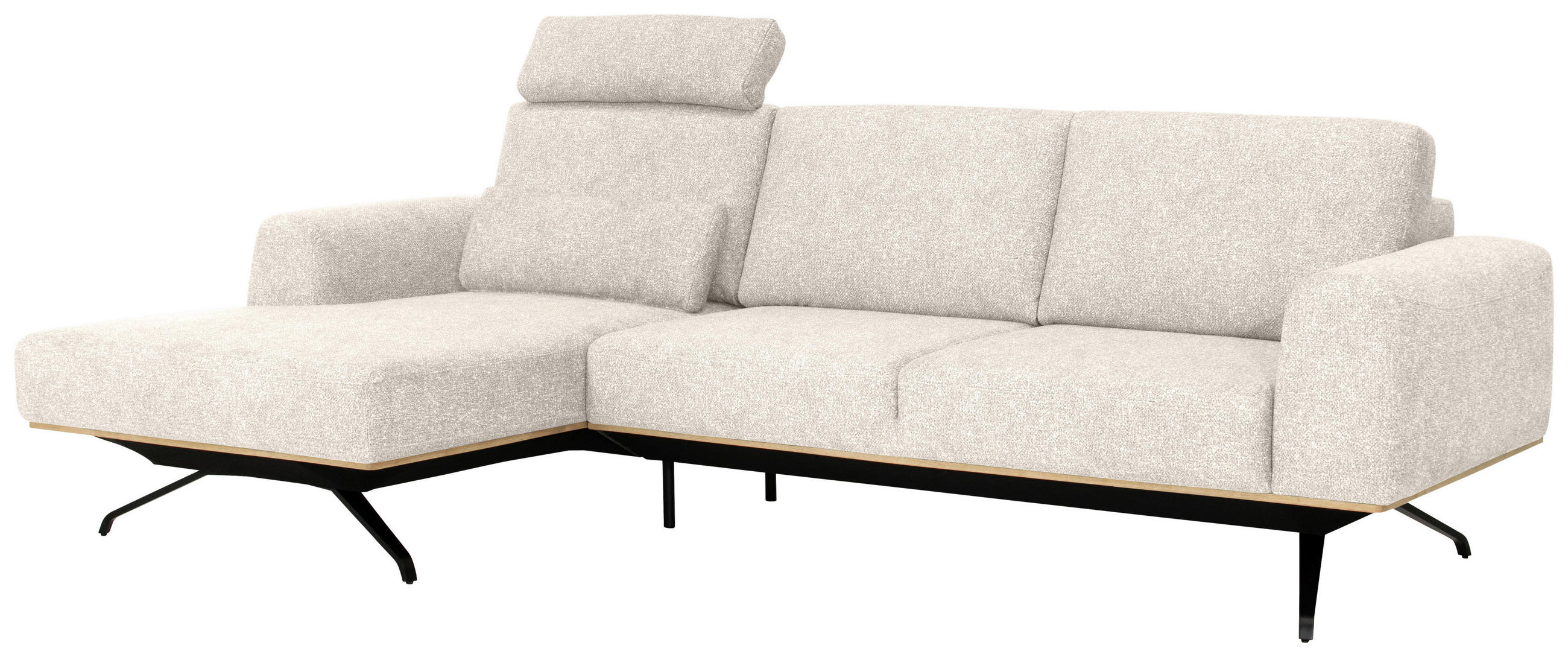 ECKSOFA in Struktur Beige  - Beige/Schwarz, Design, Textil/Metall (157/262cm) - Novel