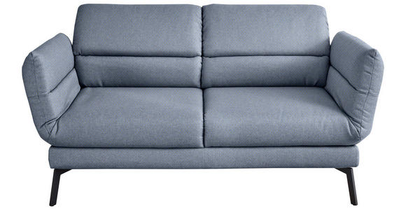 2-SITZER-SOFA in Flachgewebe Blaugrau  - Blaugrau/Schwarz, Design, Textil/Metall (178-226/83-113/96-177cm) - Dieter Knoll