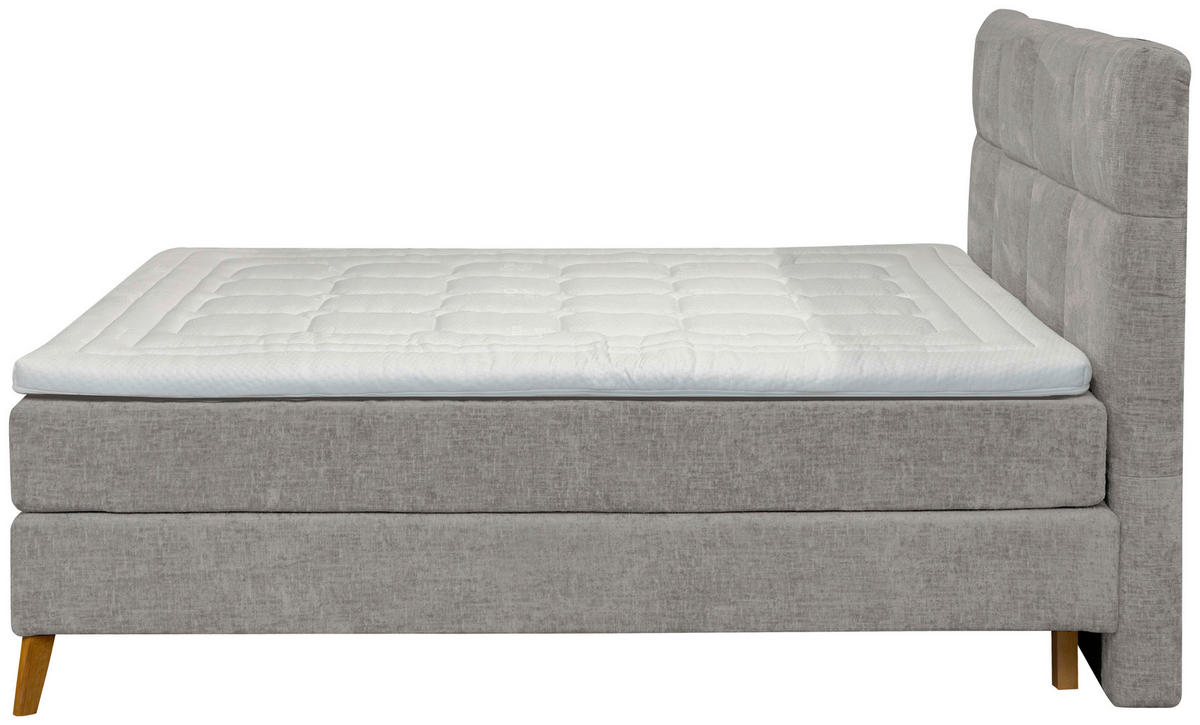 BOXSPRINGBETT 180/200 cm  in Grau  - Eichefarben/Grau, Konventionell, Holz/Textil (180/200cm) - Carryhome