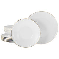 TAFELSERVICE Weiß, Goldfarben Valencia 12-teilig  - Goldfarben/Weiß, Design, Keramik - Creatable