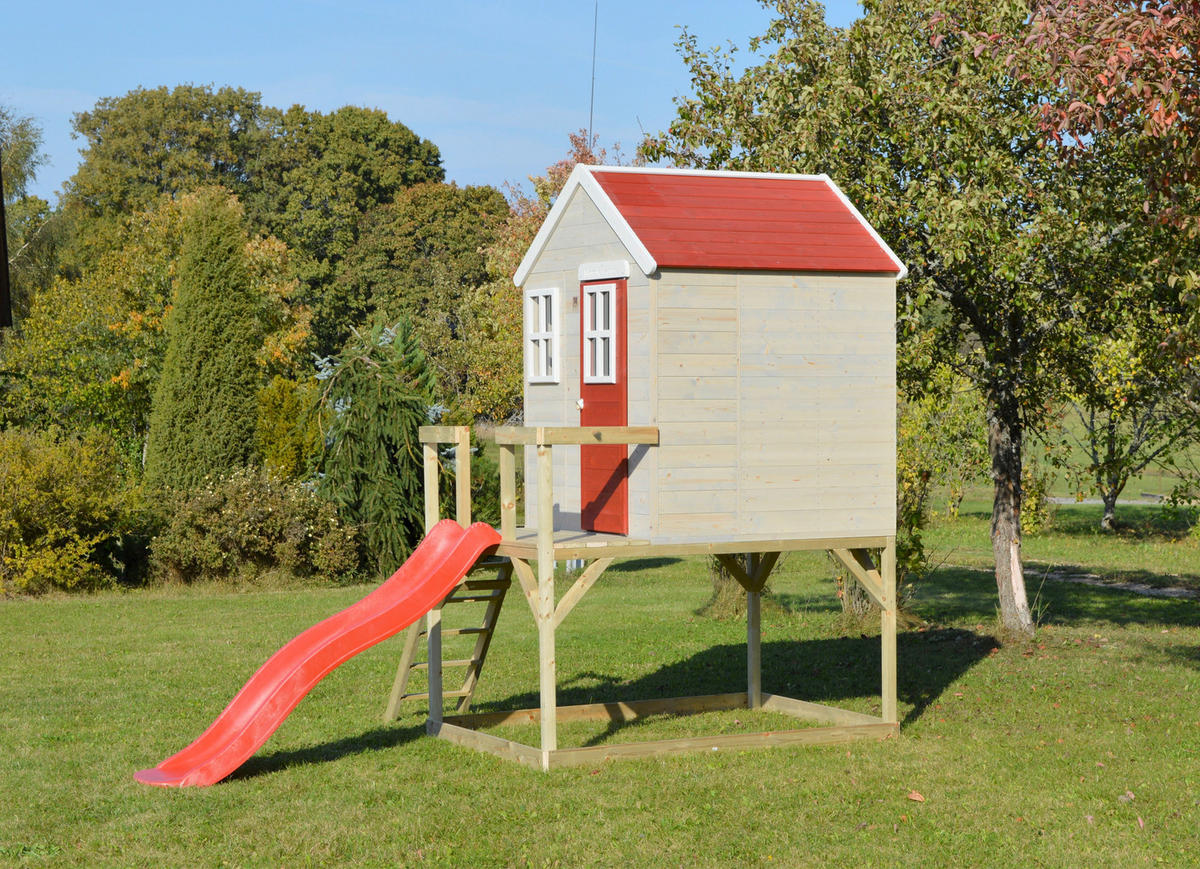 SPIELHAUS 197/242/310 cm  - Rot/Naturfarben, KONVENTIONELL, Holz (197/242/310cm)