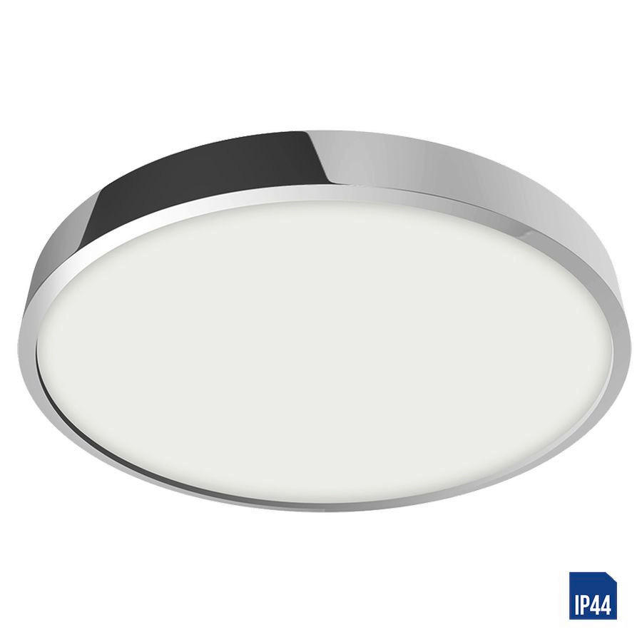 FÜRDŐSZOBAI MENNYEZETI LÁMPA - króm/fehér, Basics, műanyag/fém (28/2,5/28cm)