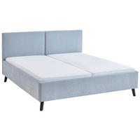 POLSTERBETT 180/200 cm,  in Hellblau,  - Schwarz/Hellblau, Basics, Holz/Textil (180/200cm) - Boxxx