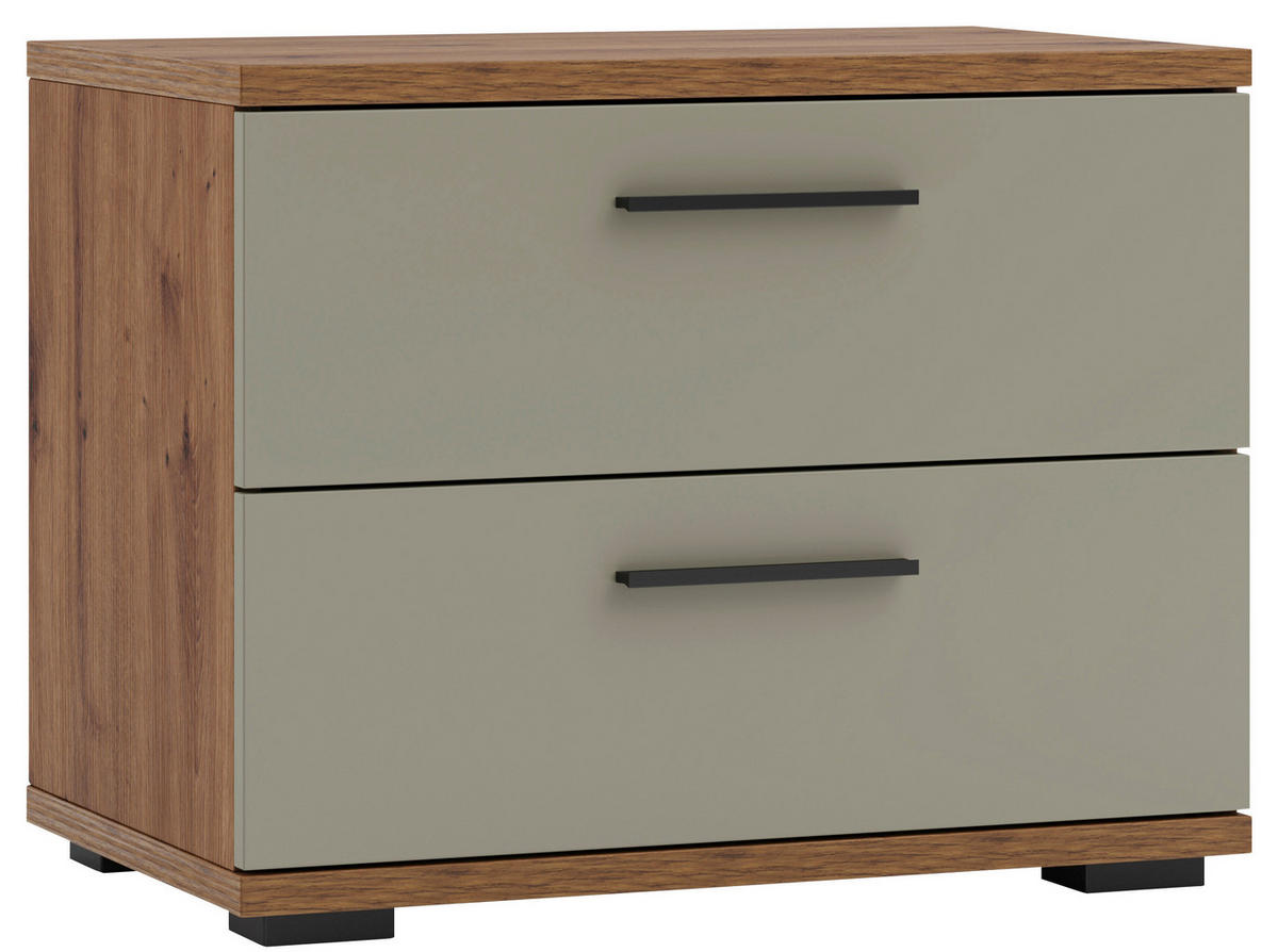 BETTANLAGE 180/200 cm  in Grau, Salbeigrün, Eiche Artisan  - Salbeigrün/Eiche Artisan, KONVENTIONELL, Holzwerkstoff/Textil (180/200cm) - Xora