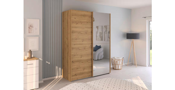 SCHWEBETÜRENSCHRANK  in Eichefarben  - Eichefarben, Design, Glas/Holzwerkstoff (162/223/68cm) - Novel