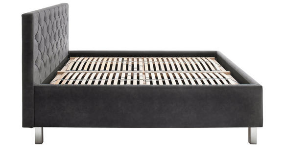 POLSTERBETT 180/200 cm,  in Anthrazit, Matratze, gepolstertes Kopfteil, Lattenrost, Bettkasten, H2 + H3 = mittel + fest  - Anthrazit, Design, Holzwerkstoff/Textil (180/200cm) - Xora