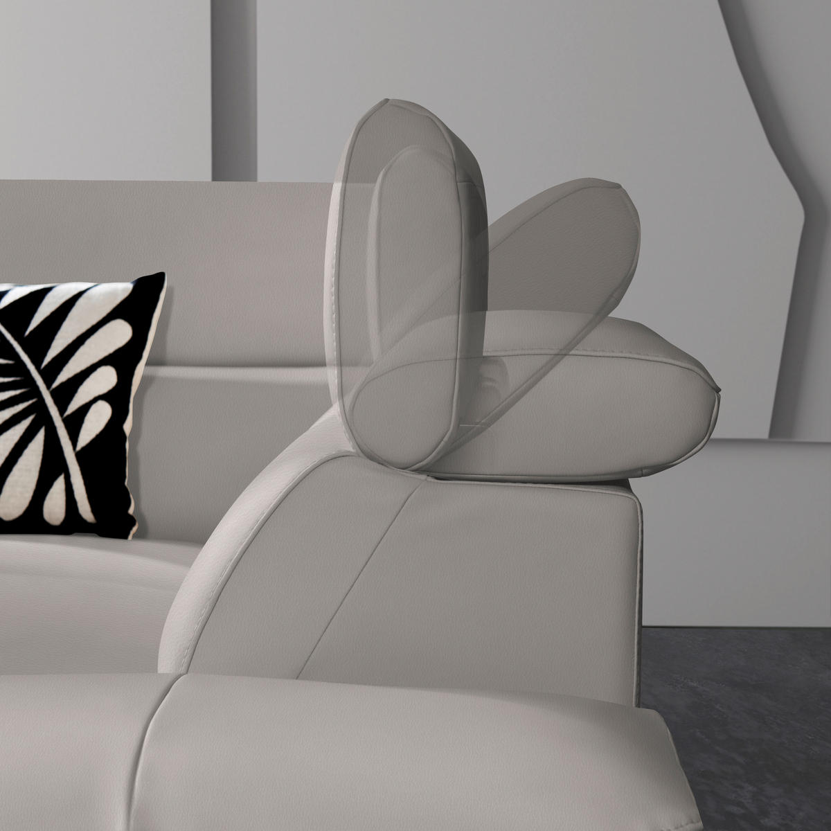 ECKSOFA Greige Echtleder  - Greige/Schwarz, Design, Leder/Metall (225/281cm) - Celina Home