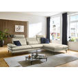 ECKSOFA in Echtleder Ecru  308/195 cm  - Ecru/Schwarz, Design, Leder/Metall (308/195cm) - Dieter Knoll
