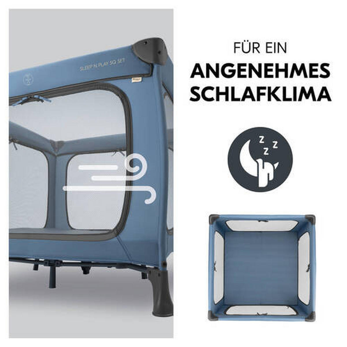 REISEBETT Sleep N Play SQ Set Blau  - Blau, Basics, Kunststoff/Textil (97/76/97cm) - Hauck