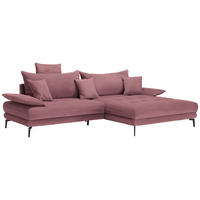 ECKSOFA PRATO Rosa Flachgewebe  - Schwarz/Rosa, MODERN, Textil/Metall (292/176cm) - MID.YOU