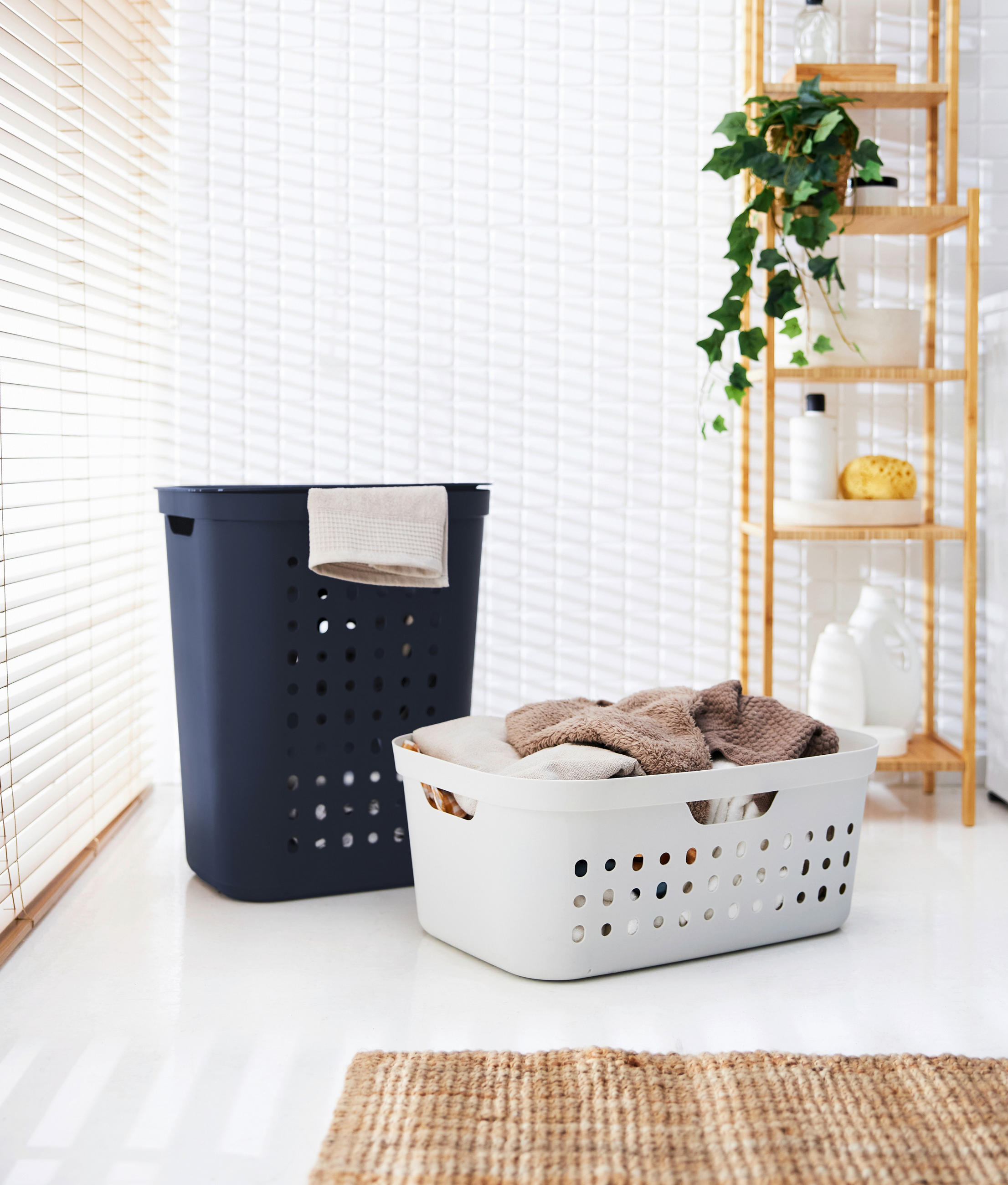 WÄSCHEKORB - Anthrazit, KONVENTIONELL, Kunststoff (38.5/23.3/56.6cm) - Rotho