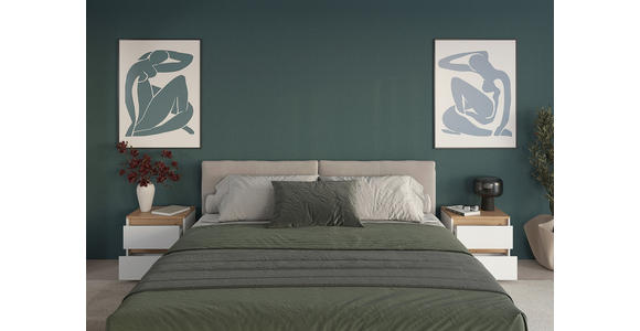 NACHTKÄSTCHEN 50/50/38 cm  in Weiß, Eiche Artisan  - Schwarz/Weiß, MODERN, Holzwerkstoff/Kunststoff (50/50/38cm) - Carryhome