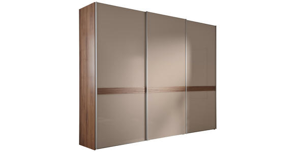 SCHWEBETÜRENSCHRANK 280/222/68 cm 3-türig  - Hellbraun/Eichefarben, Basics, Glas/Holzwerkstoff (280/222/68cm) - Moderano