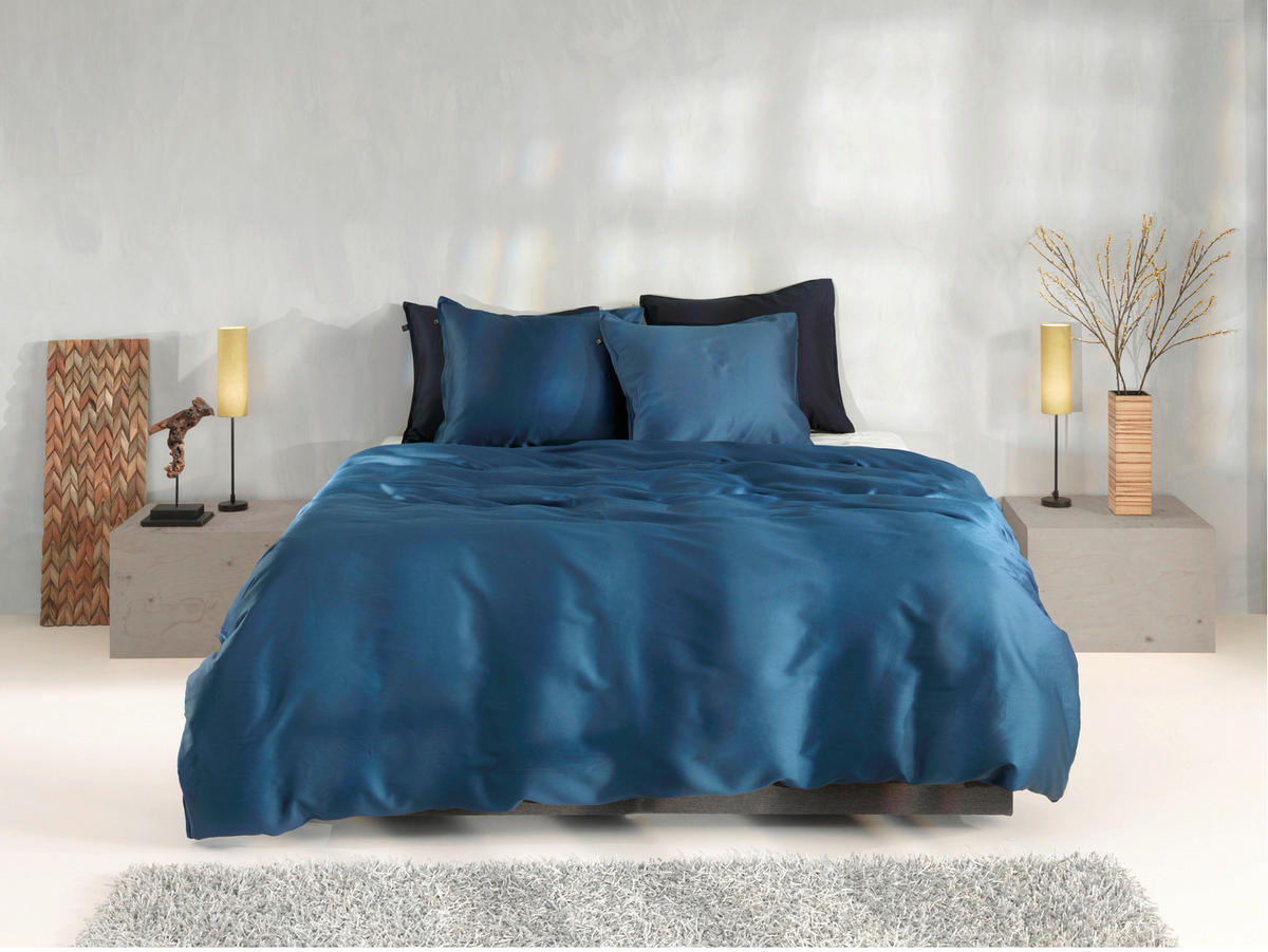 BETTWÄSCHE 2-teilig Satinado Makosatin 155/220 cm  - Azurblau, Basics, Textil (155/220cm)