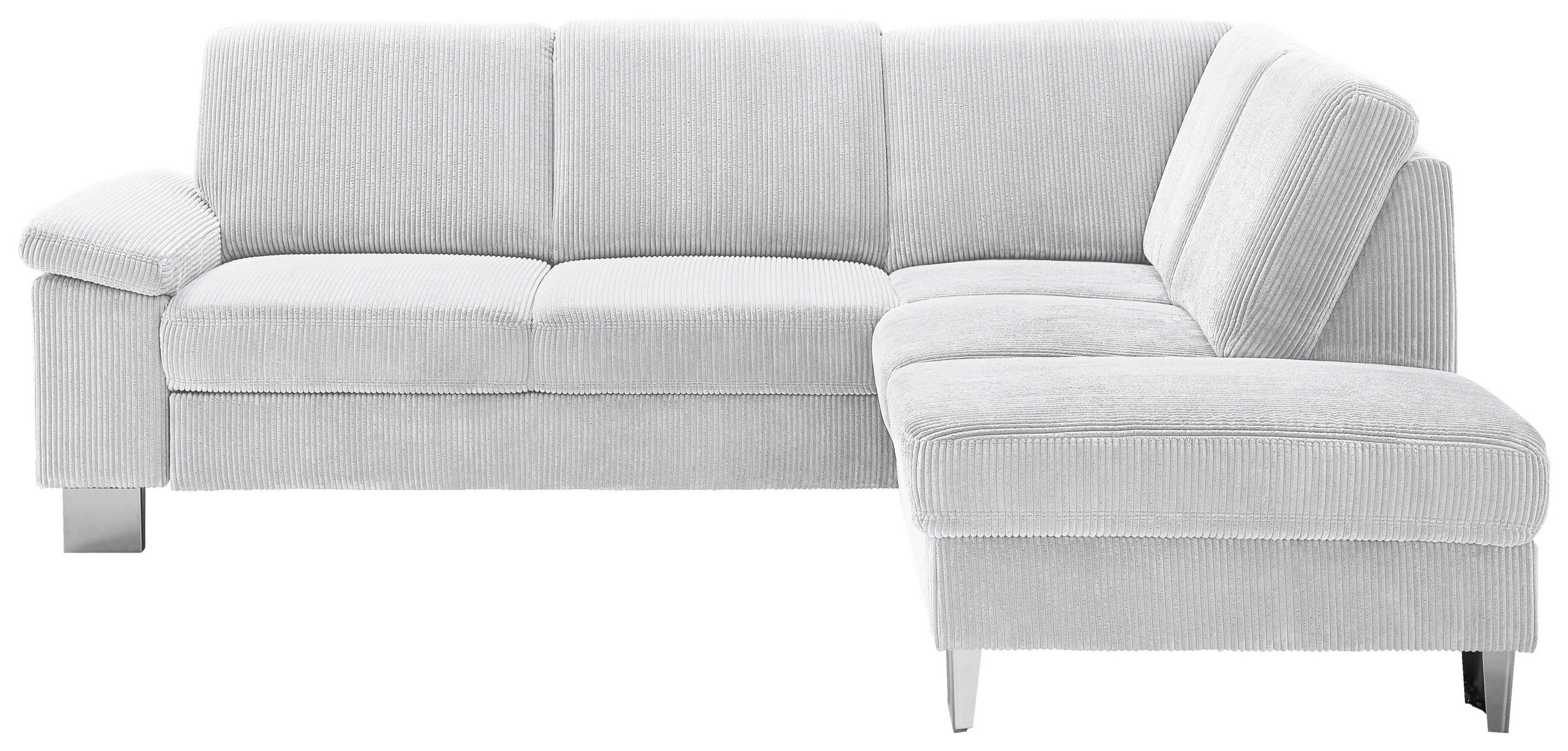 ECKSOFA in Cord Silberfarben  248/200 cm  - Edelstahlfarben/Silberfarben, KONVENTIONELL, Textil/Metall (248/200cm) - Beldomo System