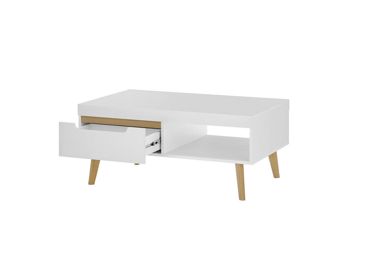 COUCHTISCH Weiß, Eichefarben  - Eichefarben/Weiß, Design, Holzwerkstoff (107/46/67cm) - MID.YOU